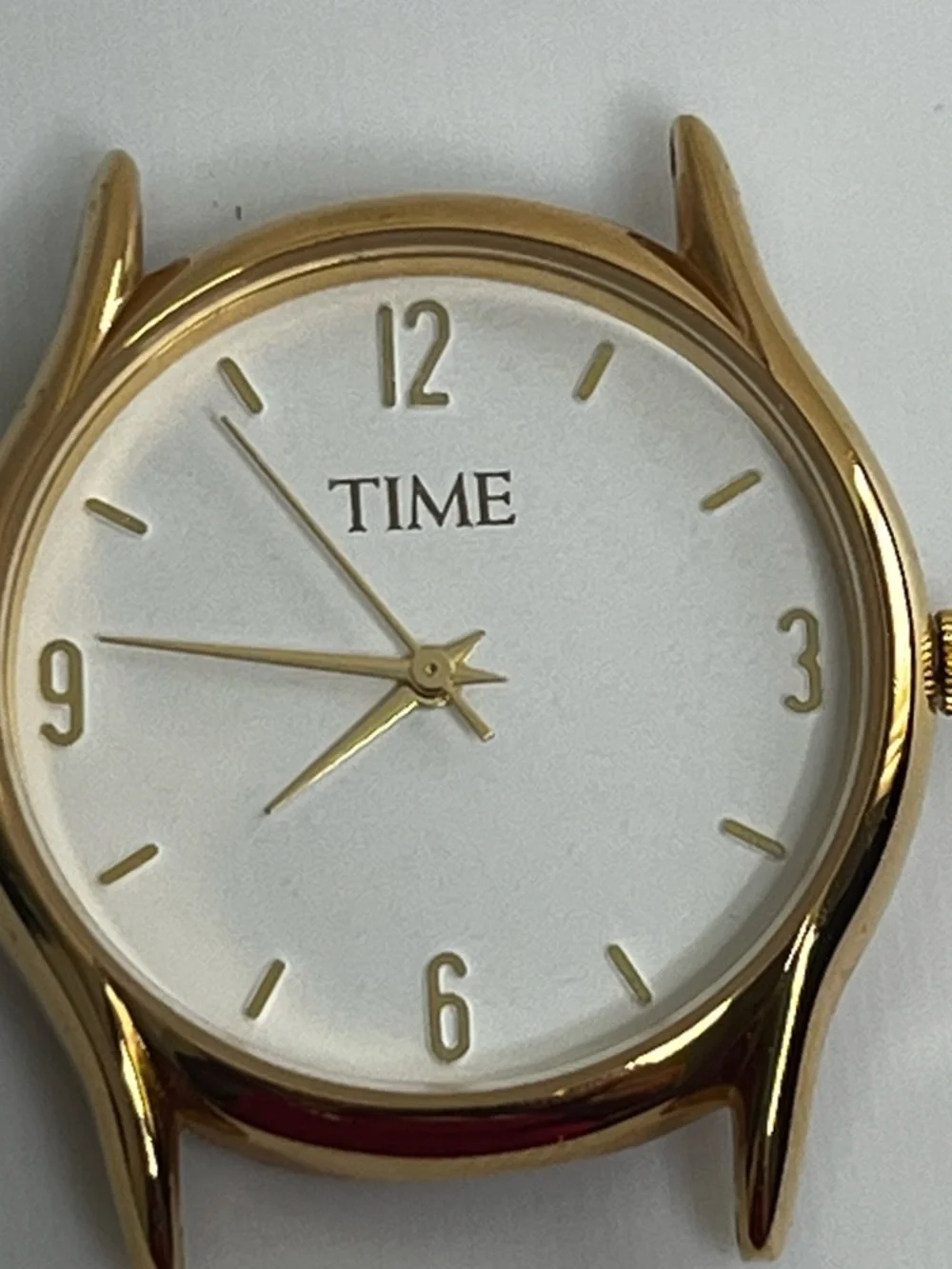 Time Watch Men’s Gold Tone White Dial 30MM: No Band W/ New Battery